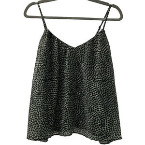 Topshop Black and Green Animal Pleated Spaghetti Strapped Camisole Size 6